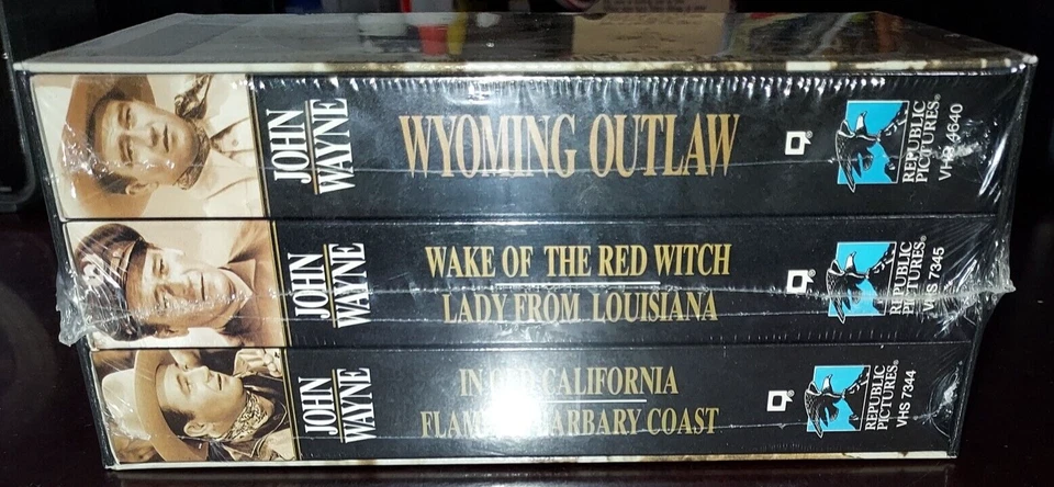 John Wayne Classic Westerns (1997, Box Set 3 VHS Tapes) Republic Pictures SEALED - Image 2 of 4