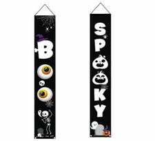 Halloween Decor Hanging Front Door Porch Banner SPOOKY  BOO NEW