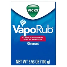 VICKS VapoRub Cough Suppressant Topical Analgesic Ointment NET WT 3.53 OZ (100g)