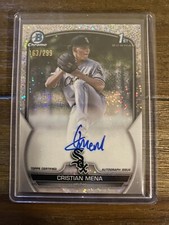 Cristian Mena 2023 Bowman Chrome 1st Speckle Rookie Prospect Auto /299 White Sox