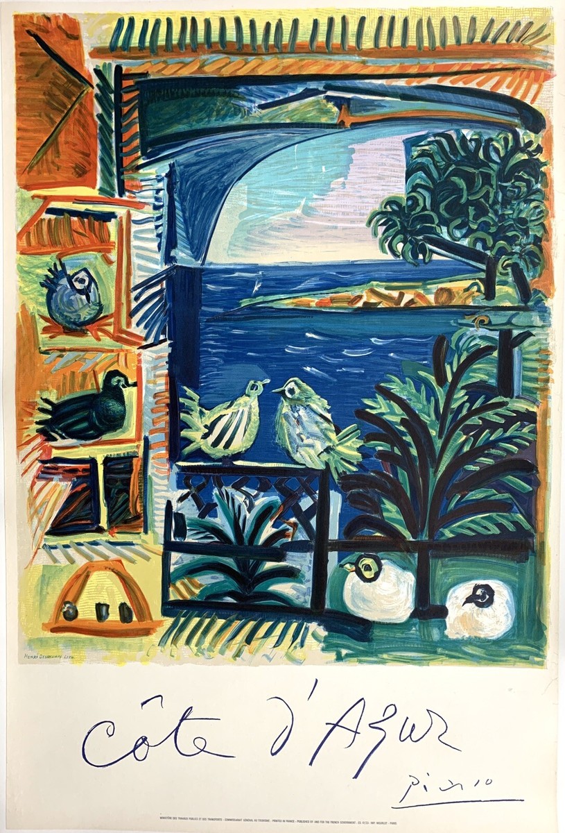 Pablo Picasso Cote d'Azur travel poster ~ 1962 ~ Henri Deschamps