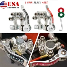 2PCS Car Battery Terminal Connectors Top Post Quick Release Positive Negative