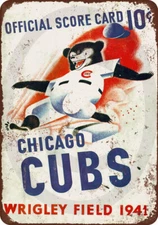 1941 Chicago cubs scorecard Vintage Reproduction METAL SIGN 8 x 12
