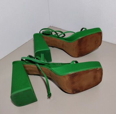ZARA Block Heel Strappy Platform Sandals Green EU42 | eBay