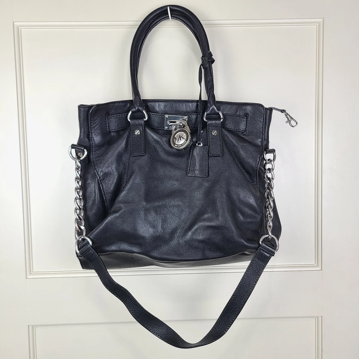 Michael Kors Hamilton North/South Large Black Saffiano Leather Tote Purse  Bag