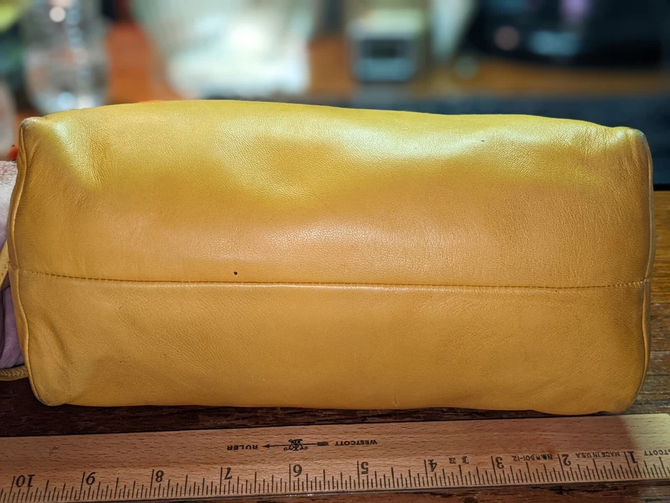 Bolso Bandolera Vintage Cosecha Amarillo MAUD FRIZON Hecho en Italia Cuero Foto 4 de 4