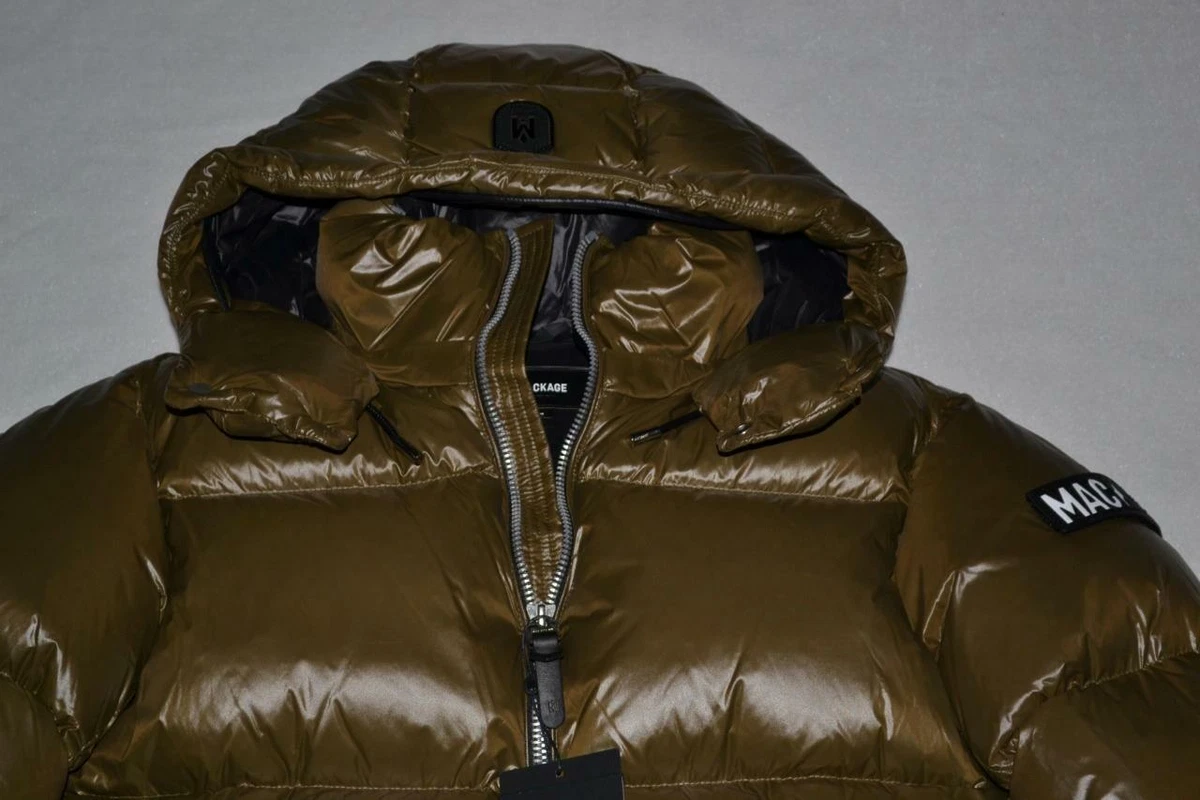 AUTHENTIC MACKAGE KENT LUSTROUS LIGHT DOWN JACKET HOOD ARMY GREEN MEN BRAND NEW