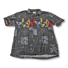 Mens Size Large Paradise Found Cocktail Drink Happy Hour Rayon Aloha Hawaiian