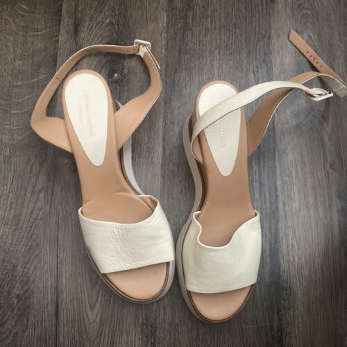 Paloma Barcelo Wedge Sandals Cream Size 42 - Picture 1 of 5