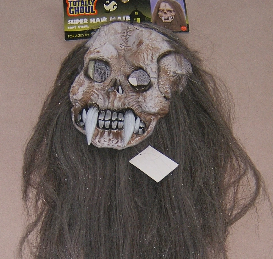 Máscara de pelo súper larga disfraz de Halloween utilería aterradora espeluznante totalmente ghoul edades 14+ Foto 3 de 4