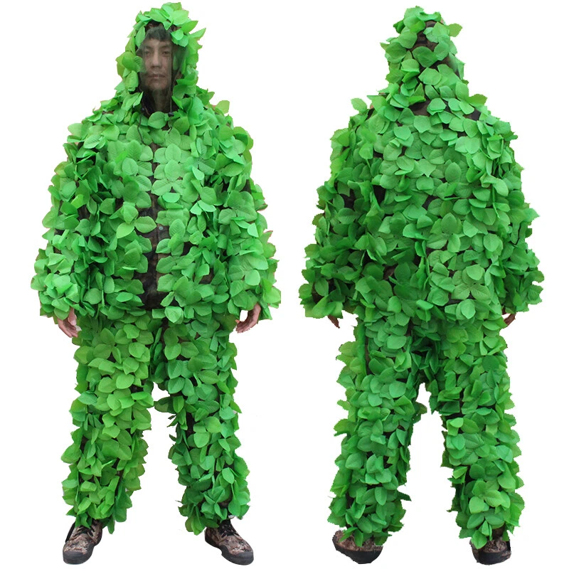 Ghillie Suit Waterproof Hunting Outdoor Training Leaves Camouflage Jacket Pants - Image 3 of 4