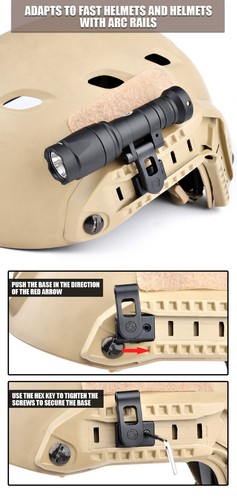 Tactical M340&M640 Torcia Arma con Supporto Base per Illuminazione Casco VELOCE - Foto 10 di 20