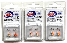 3 PACKS Eagle Claw Tungsten Arctic Jig 1/12oz Slvr Tiger Stripe Size 10 Hook 2ct