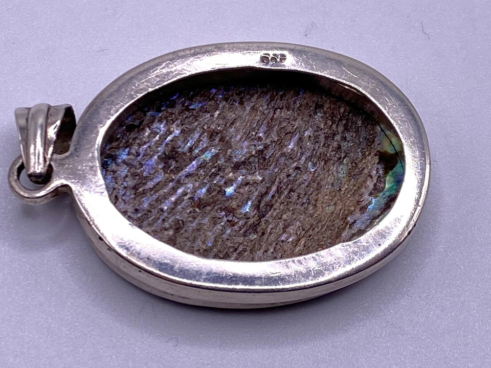 Colgante de plata esterlina y concha de abulón brillante de colección joyería nativa americana Foto 4 de 4