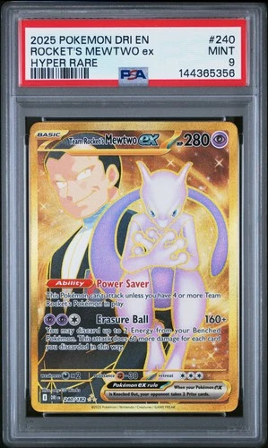 2025 POKEMON DRI EN-DESTINED RIVALS HYPER RARE TEAM ROCKET'S MEWTWO EX PSA 9