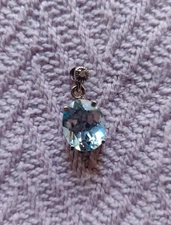 Sterling Silver Blue Topaz & diamond FAS pendant