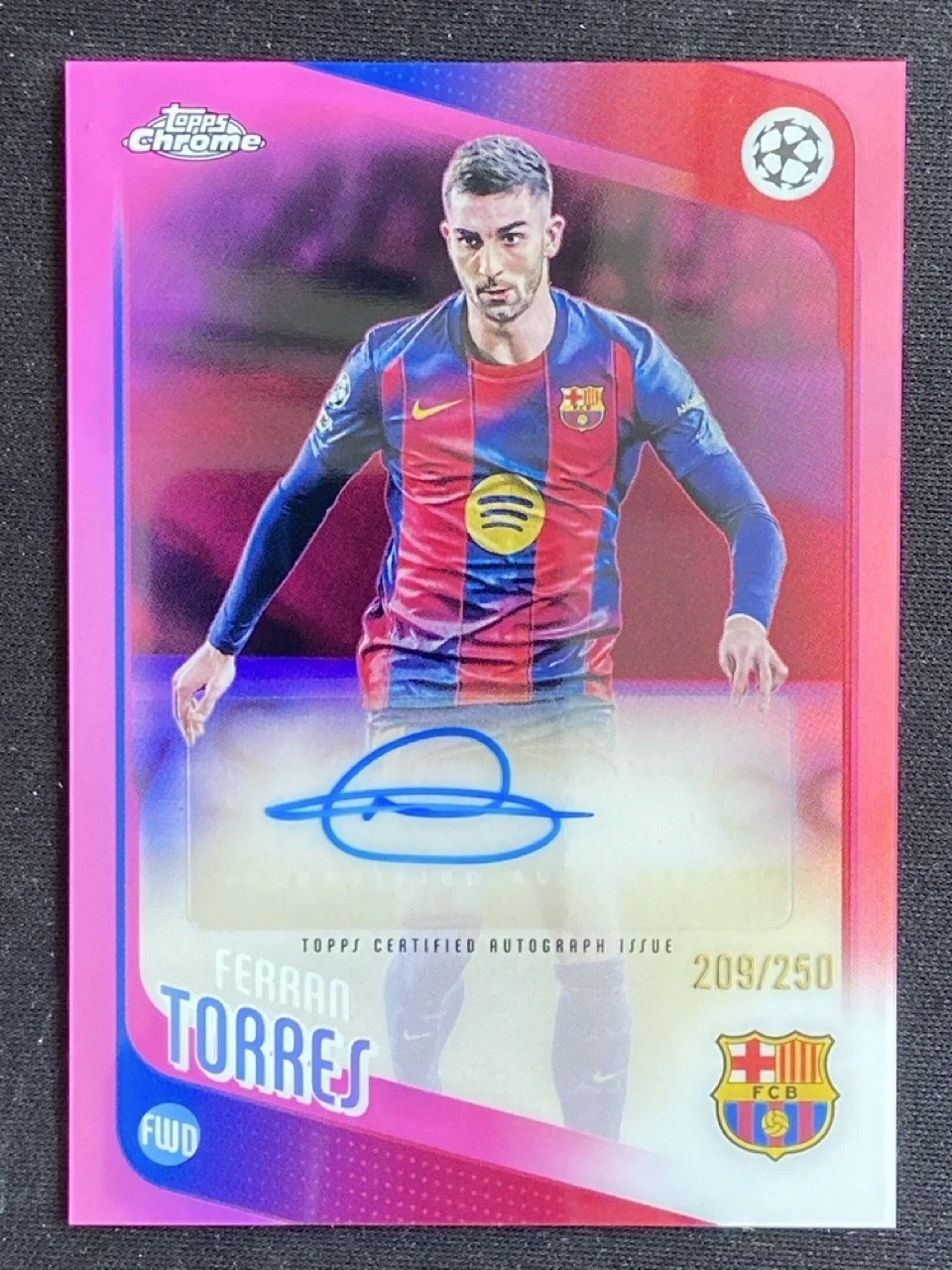 2025-26 Chrome UCC Ferran Torres #BA-FT Pink Refractor /250