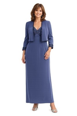 MONTAGE By Mon Cheri Beaded Maxi Dress, Size 14, 2 Piece Mother of the Bride