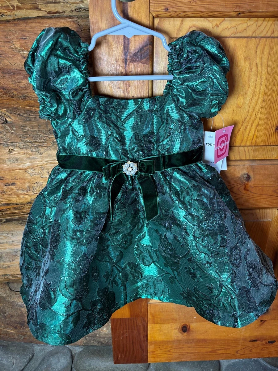 Green Party Velvet Dresses for Girls for sale