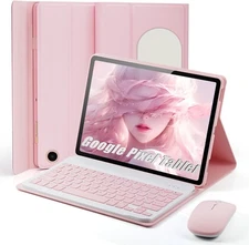 Keyboard Case for Google Pixel Tablet 11 inch 2023, Mouse and Detachable Pink 
