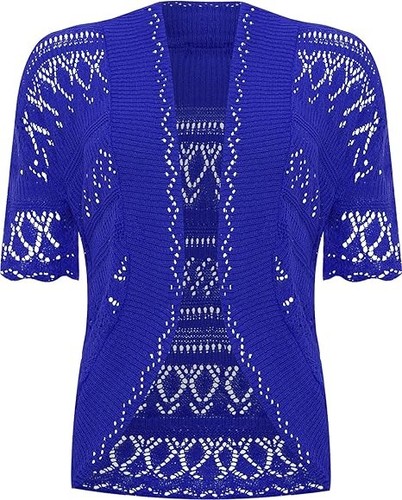 Ladies' Women’s Crochet Knit Short Sleeve Shrug Cardigan Bolero M-2XL - Picture 17 of 25