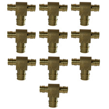 10 Pack XFITTING 1/2" x 1/2" x 3/4" PEX-A Tee, Expansion Tee, Lead Free Brass