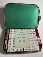 Vintage Mah Jong. Triple Layer Dark Blue Lucite Tiles Handmade SOME STILL SEALED