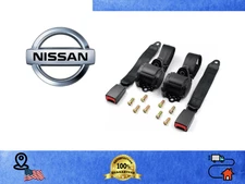 For all Nissan Car Rear Seat Belts 2pcs Black Rear Safety Kit Adjustable Retract