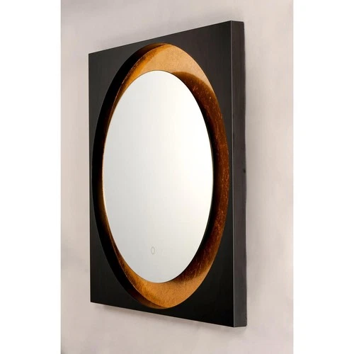 ET2 Contemporary Lighting E42040-GLBK Floating Wall Mirror Gold Leaf and Black - Picture 2 of 7