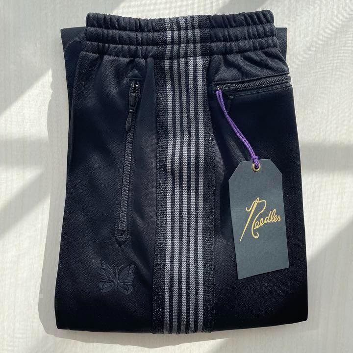 NEEDLES Track Pants Straight Black x Gray lines LQ430 Size-S