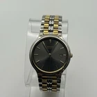 Vintage Seiko Quartz Two-Tone Black Dial Dress Watch 33mm Date Water-Resistant