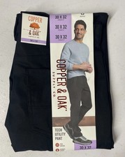 Copper Oak Men's Tech Utility Pants Straight Fit Stretch Flex BLACK 30x32 NEW