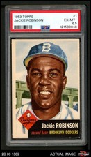1953 Topps #1 Jackie Robinson Dodgers DOUBLE-PRINT HOF PSA 6.5 - EX/MT+