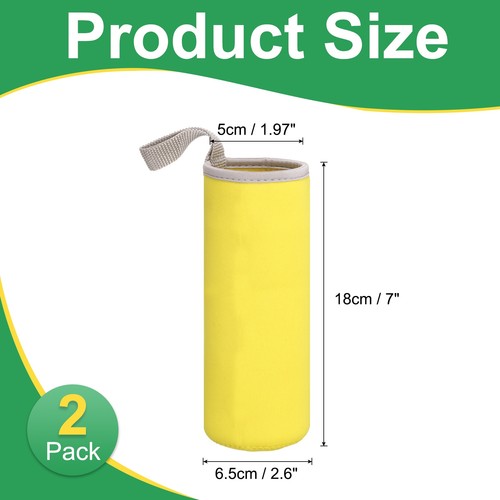 Neopren Trinkflaschenhülle mit Gurt 3 Zoll zum Wandern (2er Pack, gelb) - Bild 2 von 7