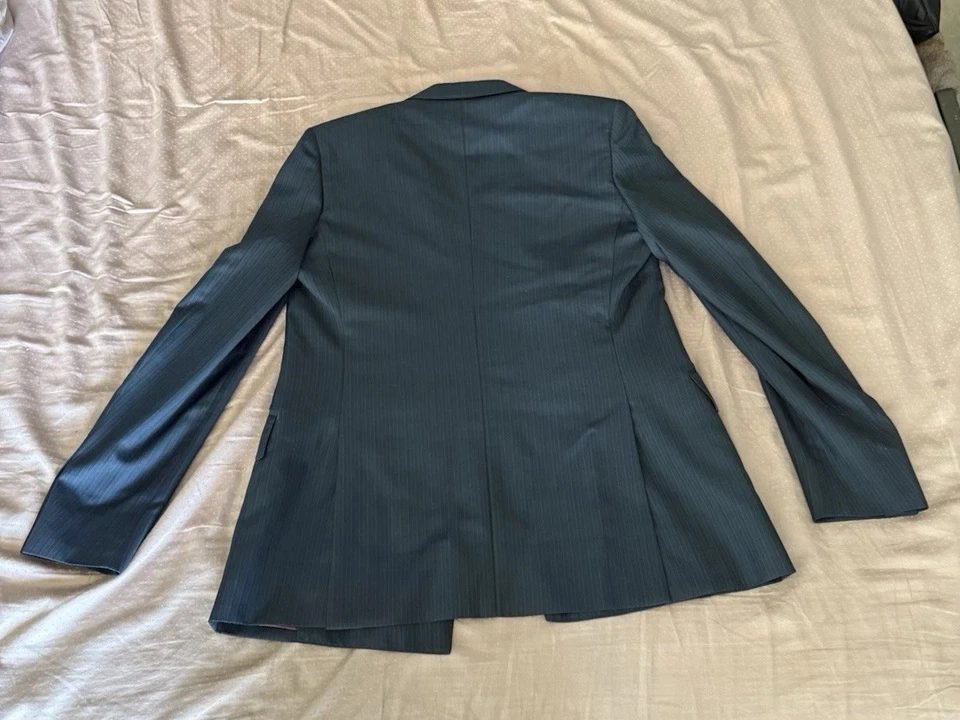 Blazer Indochino Para Hombre A Rayas Doble Pecho Azul Marino 38S Foto 2 de 4