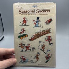 Vintage 1984 Hallmark Seasonal Santa Stickers Christmas 4 Sheets Sealed NOS