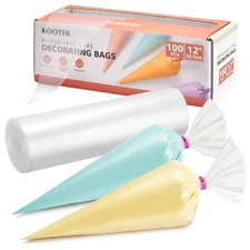 12 Piping Bags 100Pcs, Disposable Pastry Bags Anti Burst Icing Frosting Bag T...