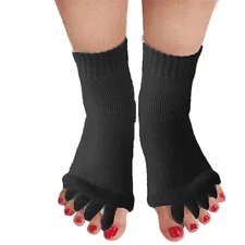 Five Toe Separator Socks Foot Alignment Pain Relief Hot,Black