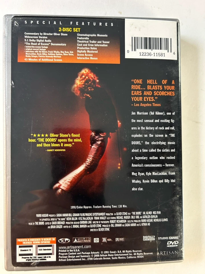 The Doors Special Edition DVD 2 Disc Set Val Kilmer 1991 Movie - Image 2 of 4