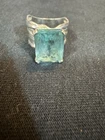 Vintage Silver .925 Large Blue Topaz Ring Size 9