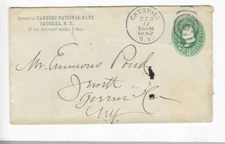 1892-POSTAL HISTORY COVER-TANNERS NATIONAL BANK-CATSKILL, N.Y.
