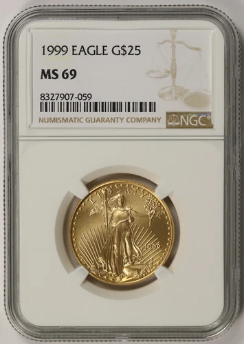 1999 American Gold Eagle $25 Half-Ounce MS 69 NGC 1/2 oz
