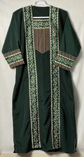 Dark Green Luxurious Handmade Embroidered Moroccan Kaftan ( See Measurement )