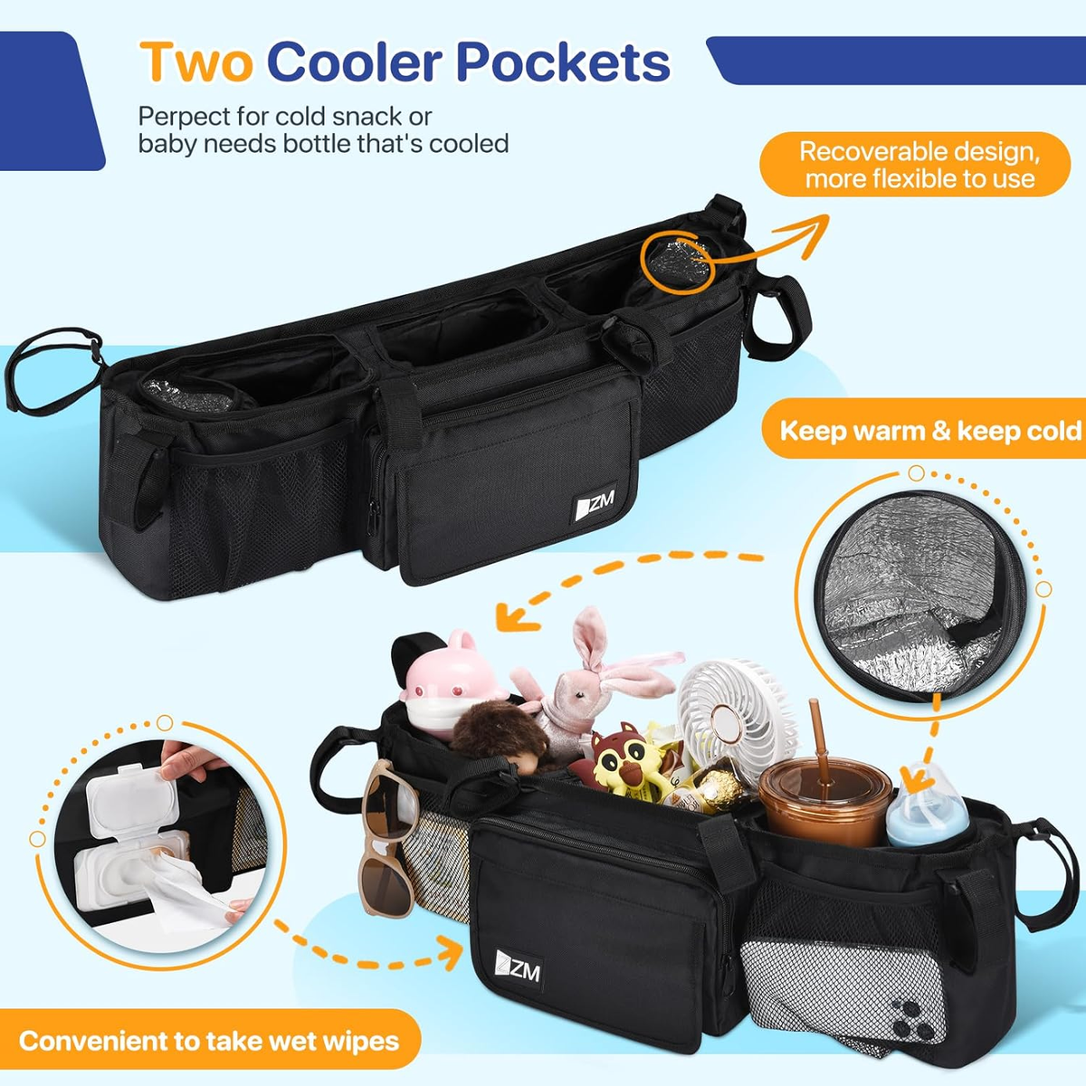 Stroller Cup Holder Baby Jogger City Mini Double GT Stroller Organizer
