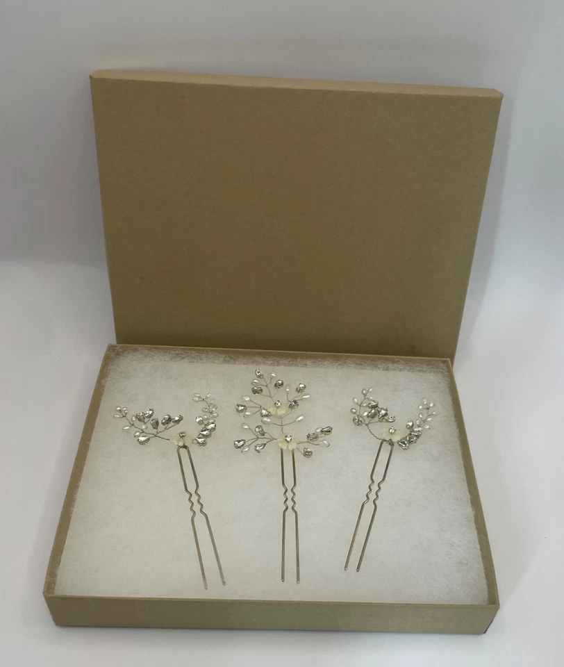 3 accesorios personalizados para peine de pelo nupcial pasador cuentas a mano perlas cristal estrás Foto 2 de 4