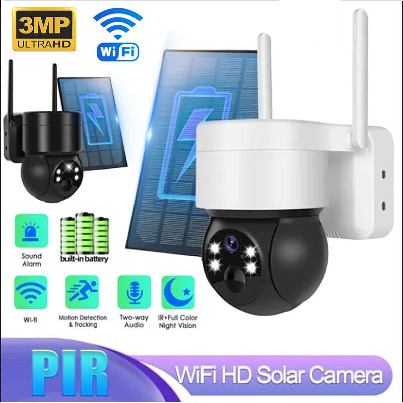 Solar Power Wireless Security IP Camera Outdoor Battery Home WIFI CCTV 1080P FHD
