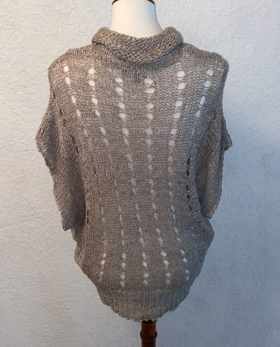Vivienne Vivienne Tam Chunky Knit Short Sleeve Wool Blend Cowl Neck Cable knit M - Picture 3 of 9