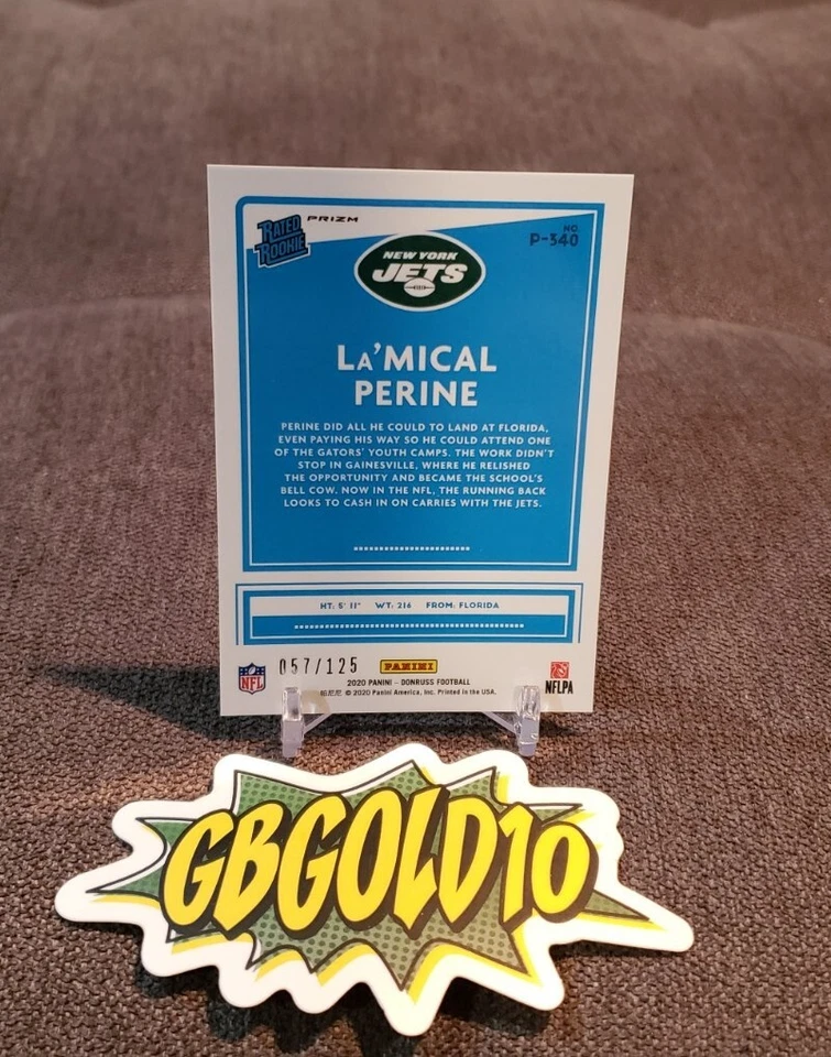 2020 donruss optic prizm La’MICAL PERINE #P-340 Blue Holo Rated Rookie /125 - Image 2 of 3