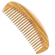 Onedor Handmade 100% Natural Green Sandalwood Wooden Oval Comb (Fine Tooth)