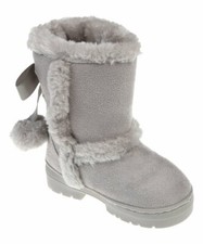 Bebe Gray Pom Pom Winter Boots Toddler Girls Size 6 or 7 NEW